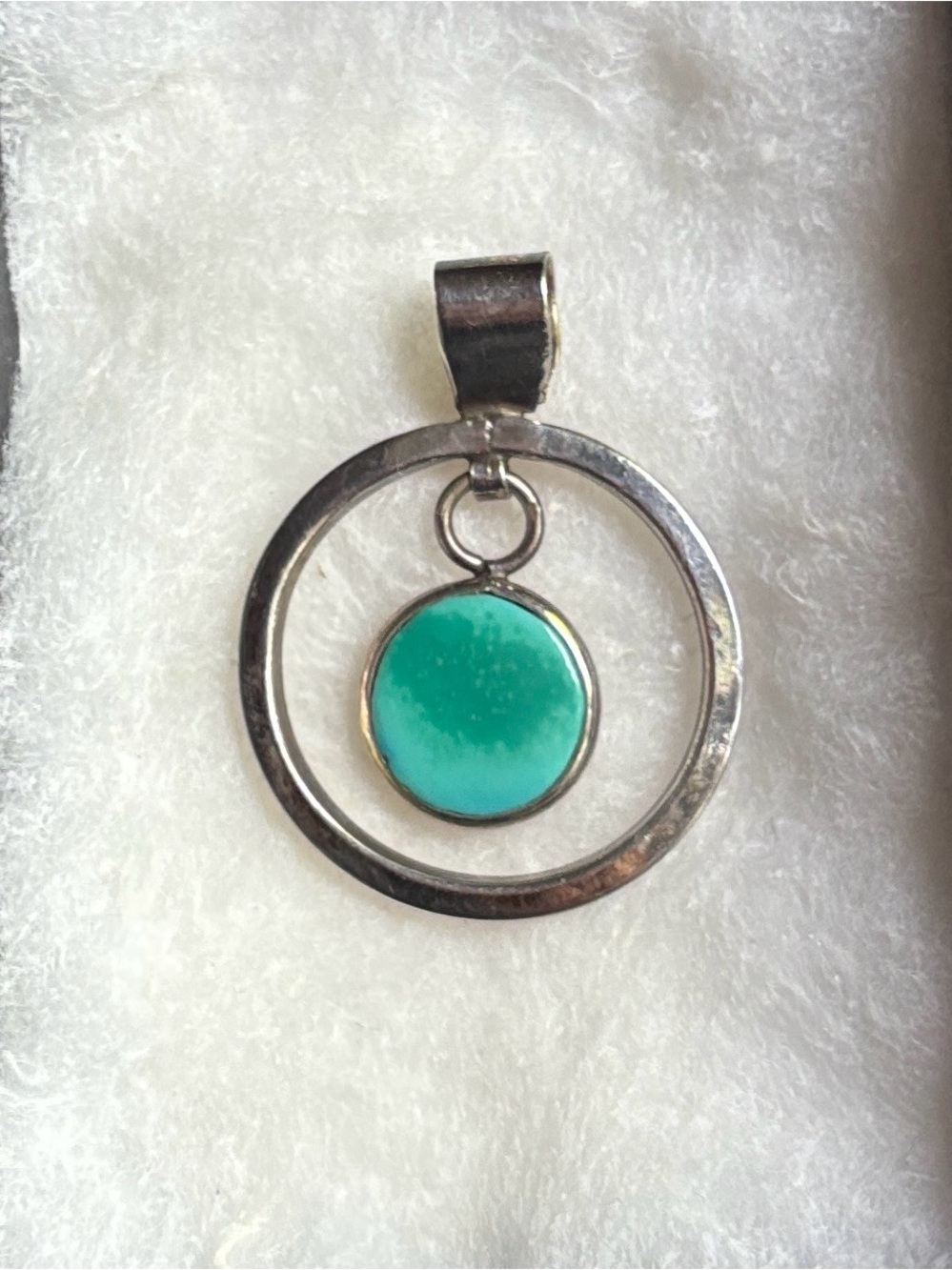 Zuni Sterling Silver and Turquoise Circle Pendant